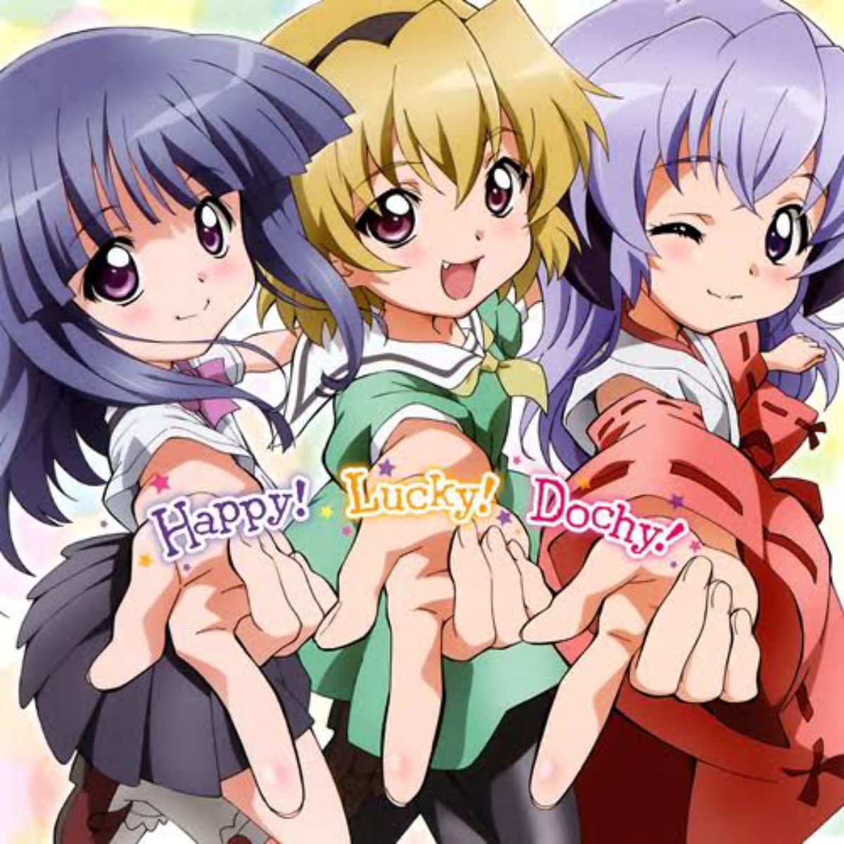 Rika (CV: Yukari Tamura), Satoko (CV: Mika Kanai), Hanyu (CV: Yui Horie) Happy! Lucky! Dochy! [Opening Higurashi no Naku Koro ni Kira].mp3